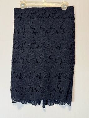 Catherine Catherine Malandrino Black Venice Floral Lace Pencil Skirt 8 Lined
